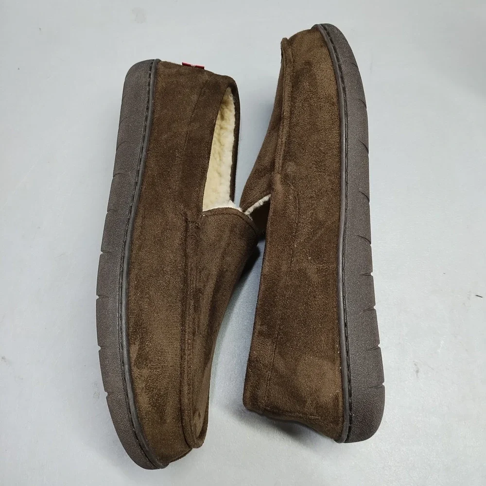 Levi's Fields Microsuede Slippers Mens US XXL (13) Brown Faux Fur Lined Moc Toe